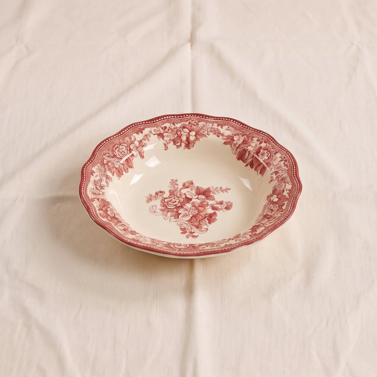 Washed Burgundy Stoneware Low Bowl