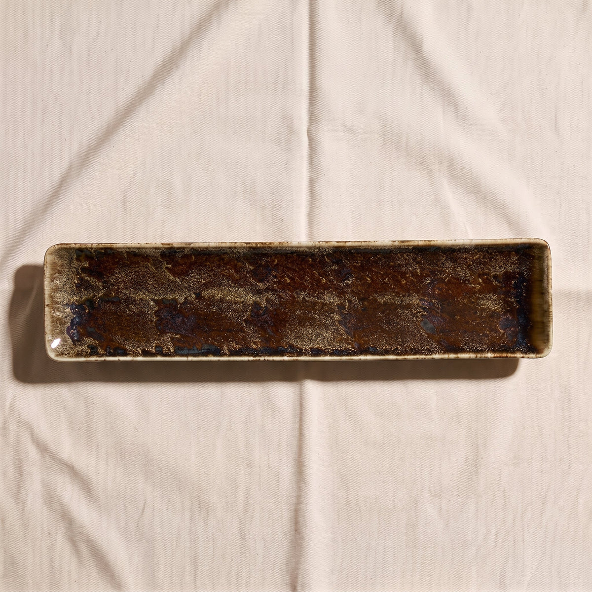 Molten Brown Porcelain Platter, Long
