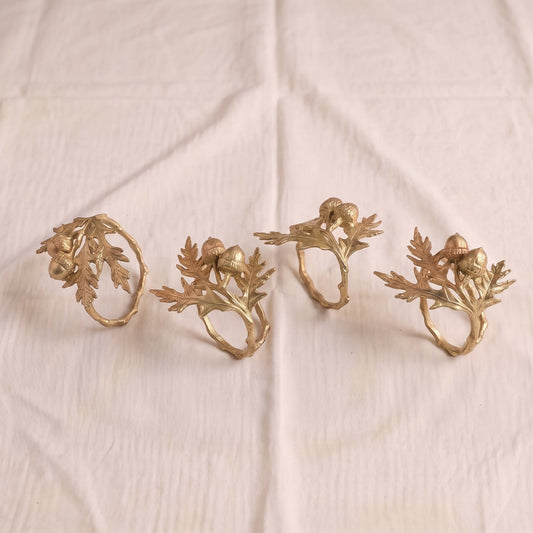 Acorn & Oak Napkin Rings, Set of 4