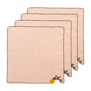 Hand Embroidered Citrus Bloom Napkins 18" x 18" (Set of 4)