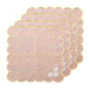 Hand Embroidered Blush Bloom Napkin 18" x 18" (Set of 4)