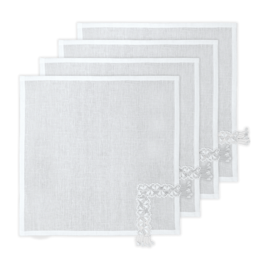Hand Crochet Whisper Napkins 18" x 18" (Set of 4)