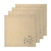 Hand Embroidered Watercolor Bloom Napkins 18" x 18" (Set of 4)