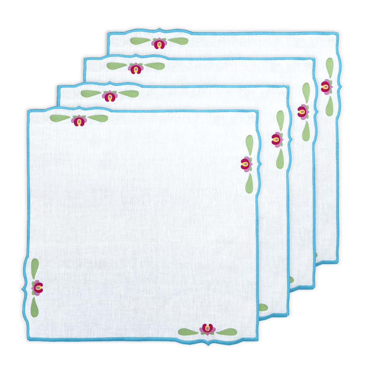 Hand Embroidered Buttercup Bloom Napkins 18" x 18" (Set of 4)