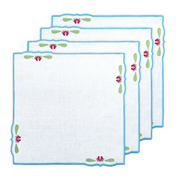 Hand Embroidered Buttercup Bloom Napkins 18" x 18" (Set of 4)