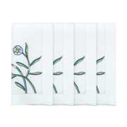 Hand Embroidered Watercolor Bloom Napkins 18" x 18" (Set of 4)