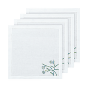 Hand Embroidered Watercolor Bloom Napkins 18" x 18" (Set of 4)