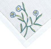Hand Embroidered Watercolor Bloom Napkins 18" x 18" (Set of 4)