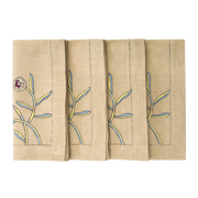 Hand Embroidered Watercolor Bloom Napkins 18" x 18" (Set of 4)