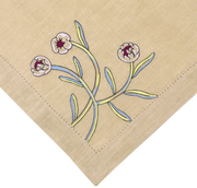 Hand Embroidered Watercolor Bloom Napkins 18" x 18" (Set of 4)