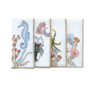 Hand Embroidered Marine Life Napkins 18" x 18" (Set of 4)