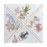 Hand Embroidered Marine Life Napkins 18" x 18" (Set of 4)
