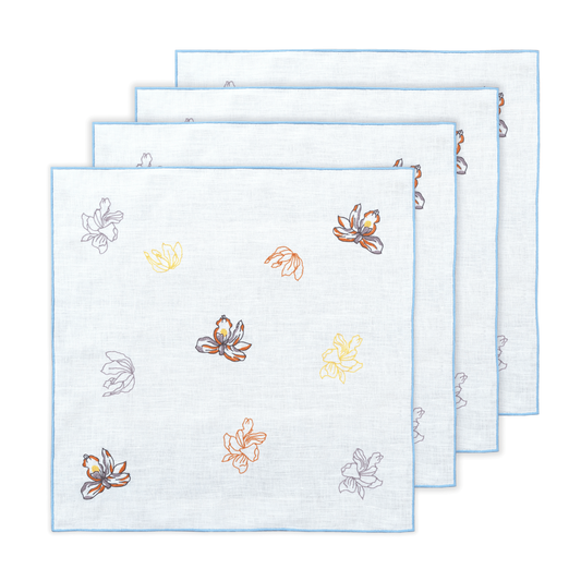 Hand Embroidered Jardin Napkins 18" x 18" (Set of 4)