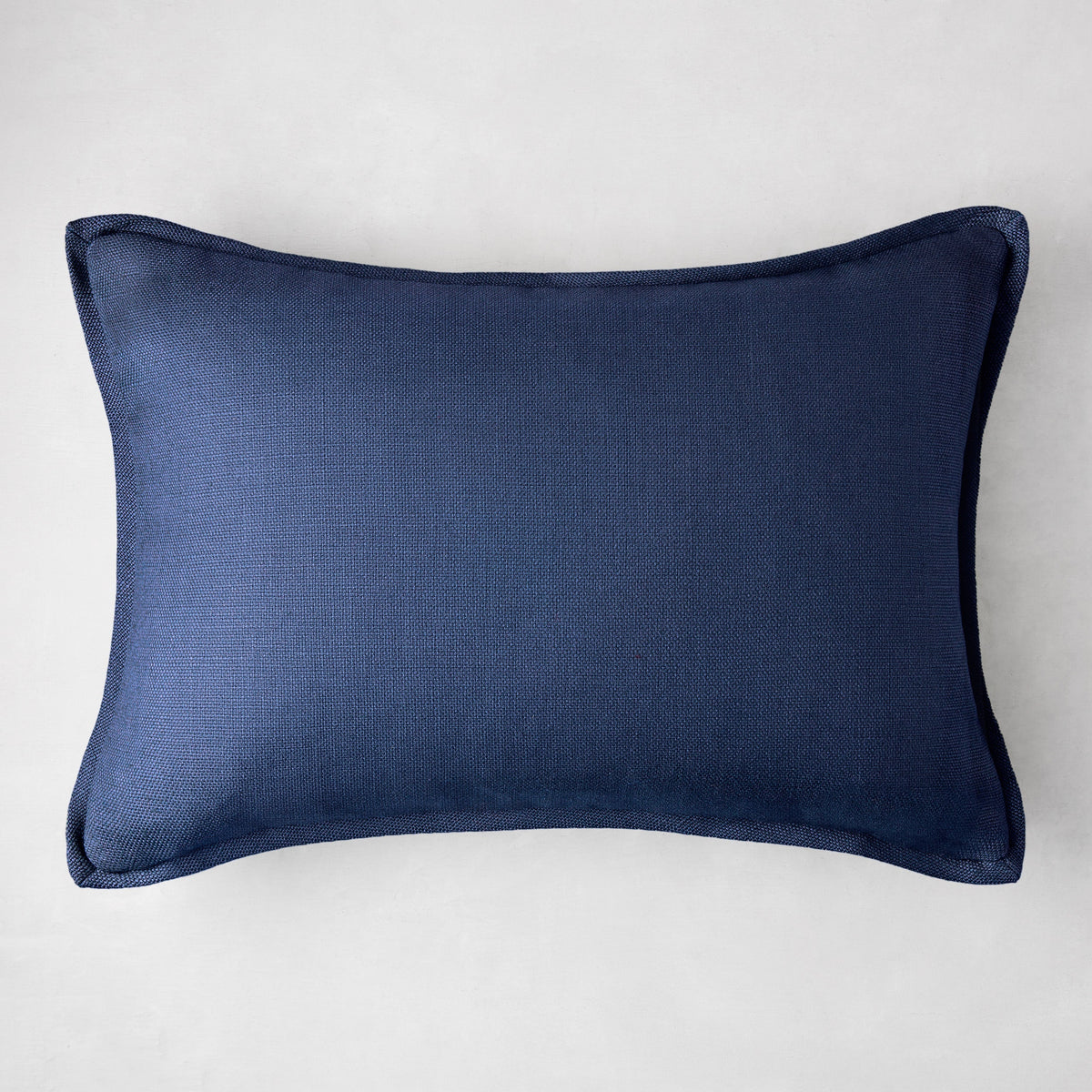 Navy Blue Linen and Velvet Reversible Lumbar Throw Pillow