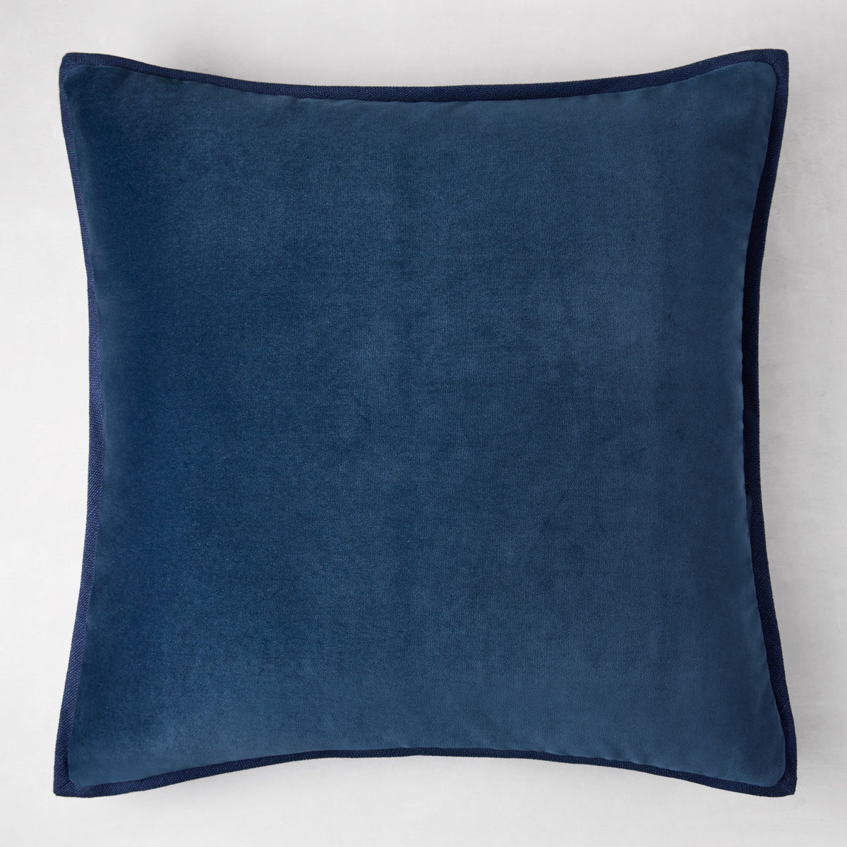 Navy Blue Linen and Velvet Square Reversible Throw Pillow