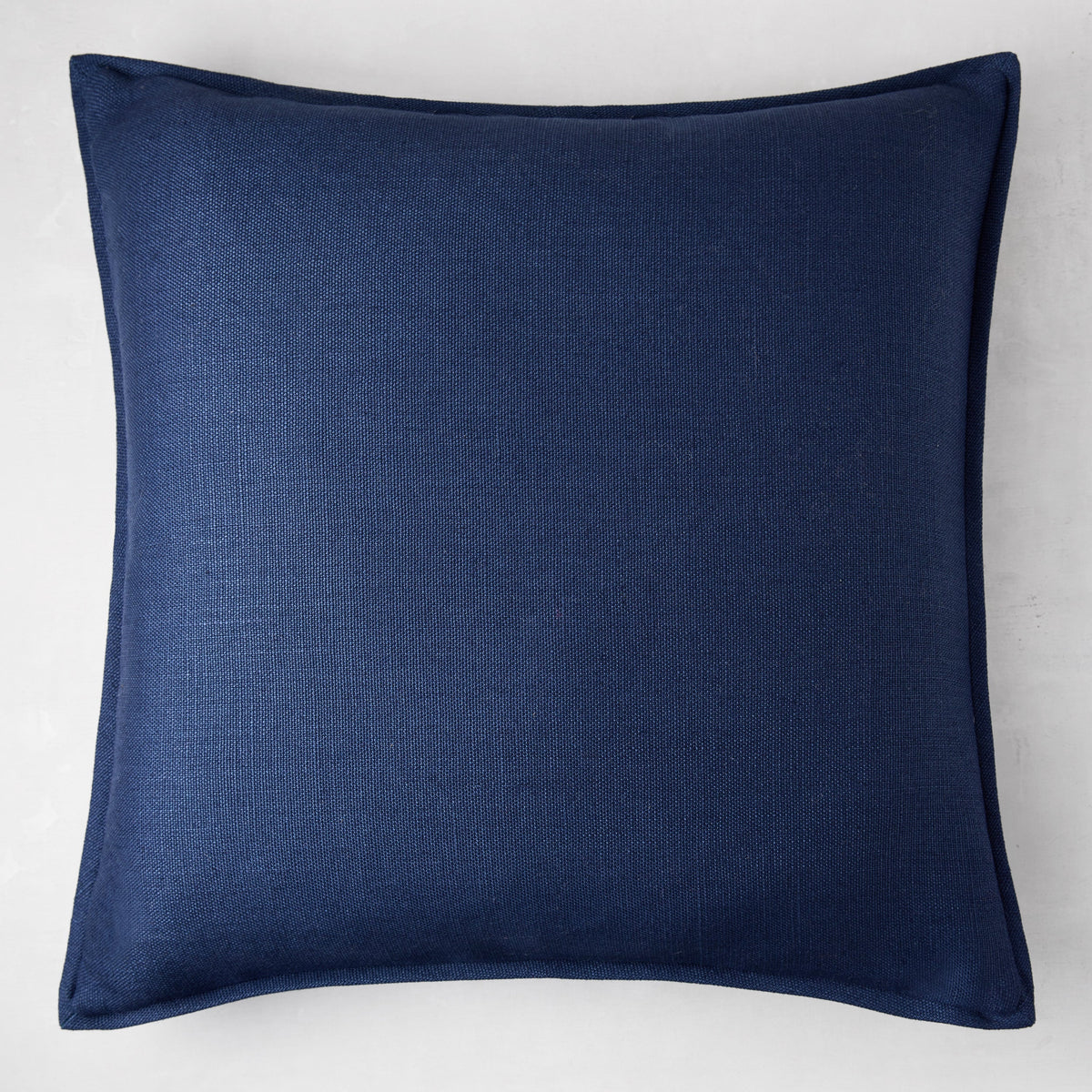 Navy Blue Linen and Velvet Square Reversible Throw Pillow