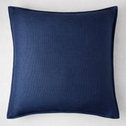 Navy Blue Linen and Velvet Square Reversible Throw Pillow