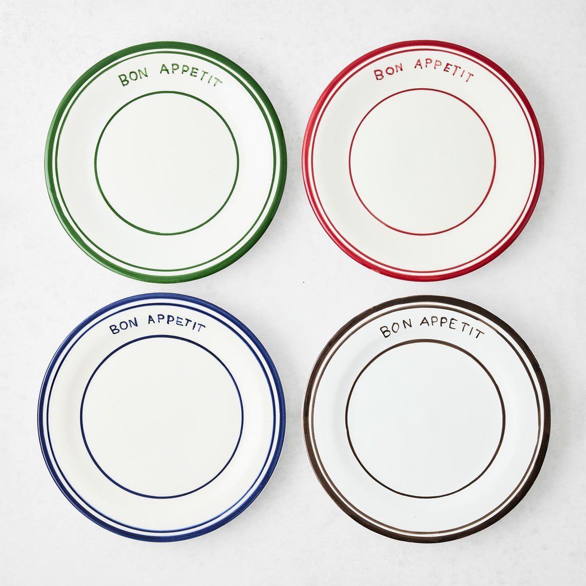 Navy Blue Painted Bon Appetit Ceramic Salad Plate