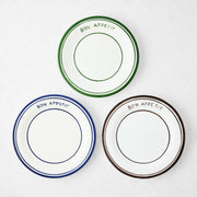 Navy Blue Painted Bon Appetit Ceramic Salad Plate