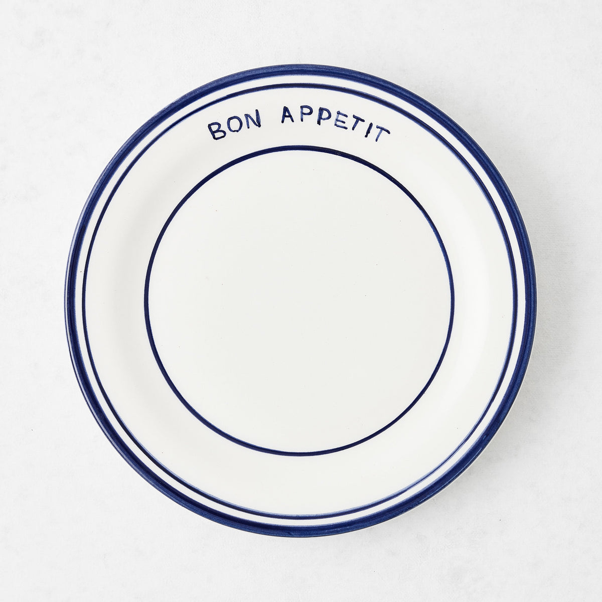 Navy Blue Painted Bon Appetit Ceramic Salad Plate