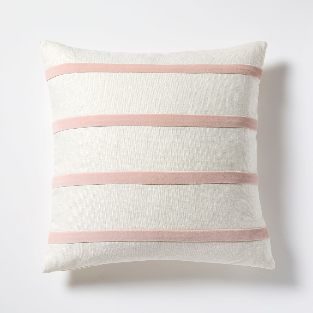 Nectar Pink and Ivory Thin Velvet Stripe Throw Pillow