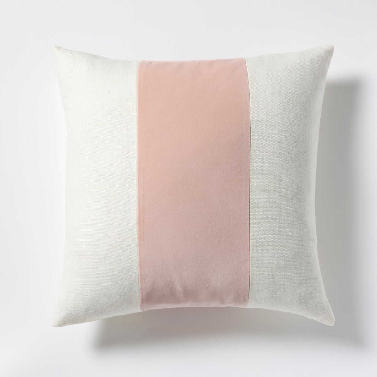 Nectar Pink Wide Velvet and Linen Stripe Throw Pillow