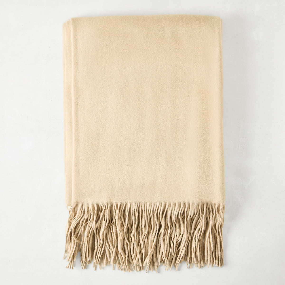 Oat Beige Cashmere Throw Blanket