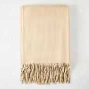 Oat Beige Cashmere Throw Blanket