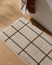 Organic Plush Tub Mat (Bone Windowpane)