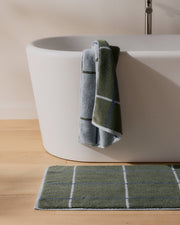 Organic Plush Tub Mat (Thyme Windowpane)