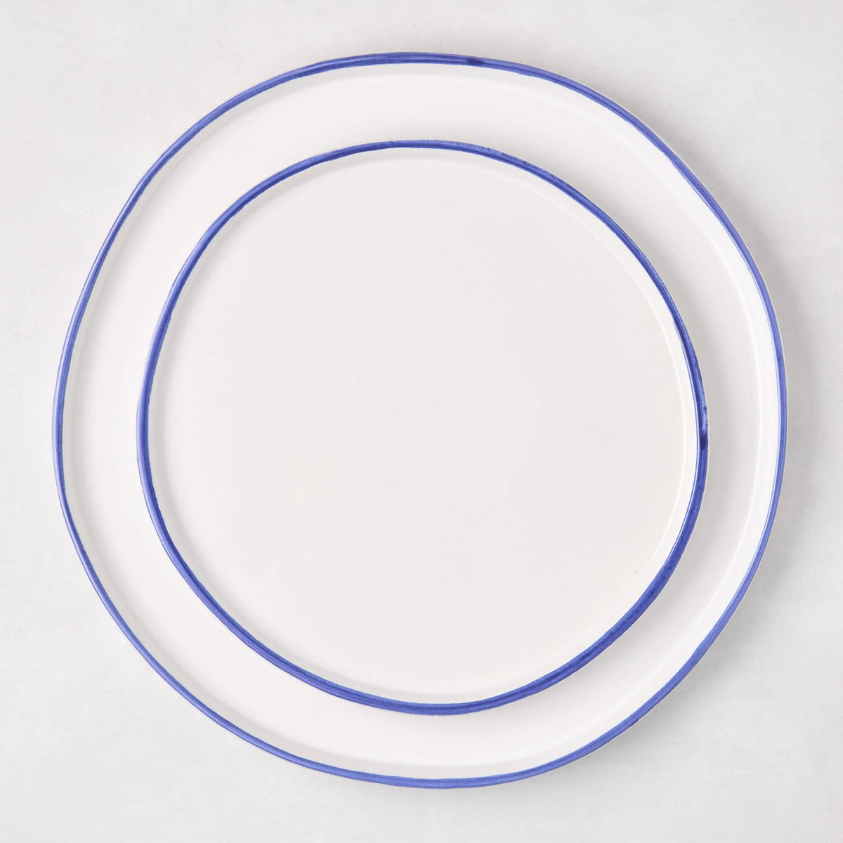 Pacific Blue-Rimmed Stoneware Dinner Plate