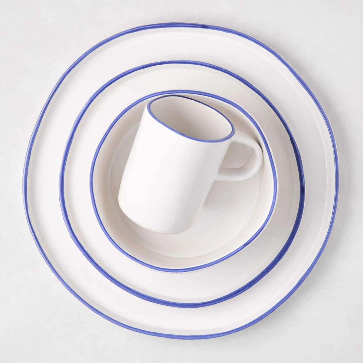Pacific Blue-Rimmed Stoneware Salad Plate