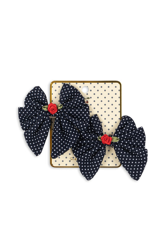 Rose Dot Bow Hair Clips – Set of 2