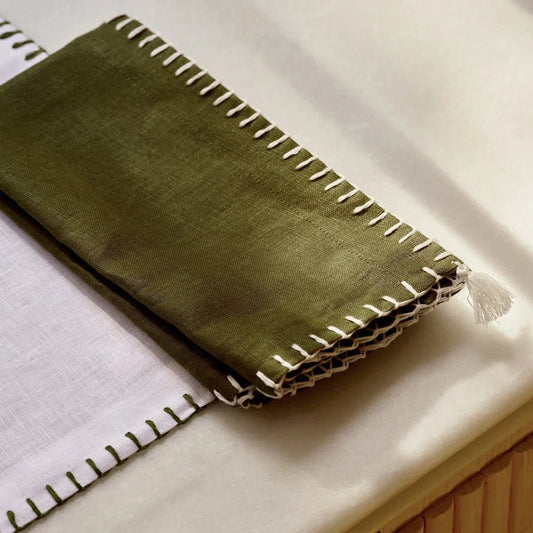 Pair of Linen Napkins with Stitching