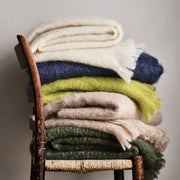 Pesto Green Solid Mohair Throw Blanket