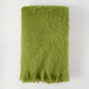 Pesto Green Solid Mohair Throw Blanket