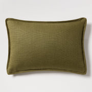 Pesto Green Tonal Reversible Velvet and Linen Lumbar Throw Pillow