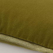 Pesto Green Tonal Reversible Velvet and Linen Lumbar Throw Pillow