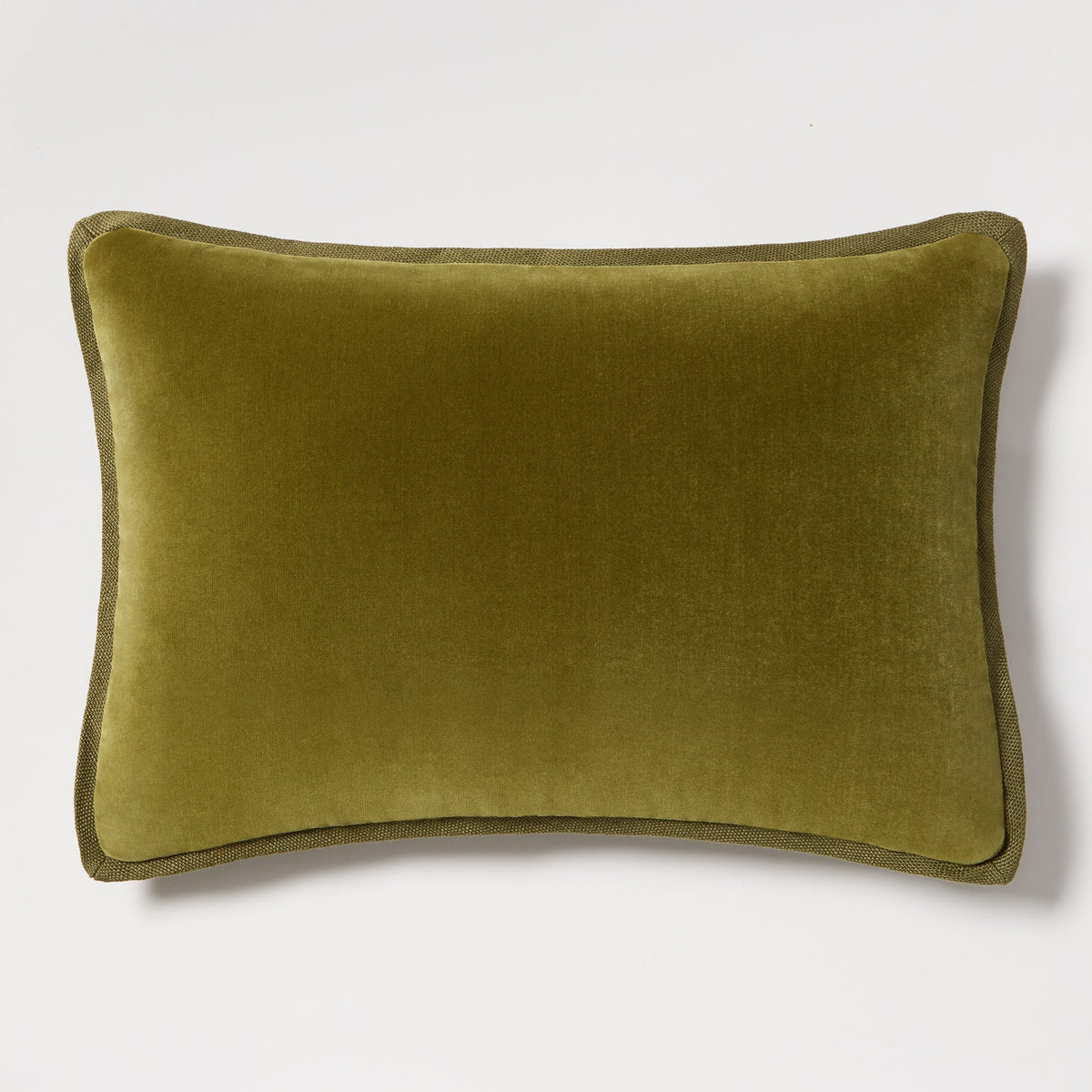 Pesto Green Tonal Reversible Velvet and Linen Lumbar Throw Pillow