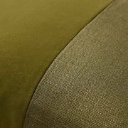 Pesto Green Tonal Wide Velvet Stripe and Linen Square Throw Pillow