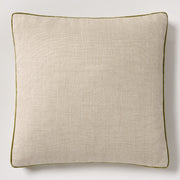 Pesto Green Velvet Gusseted and Linen Square Throw Pillow
