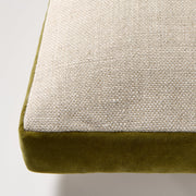 Pesto Green Velvet Gussetted and Linen Lumbar Throw Pillow