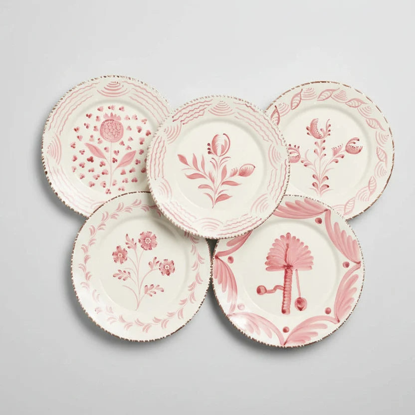 Pink Casa Nuno Assorted Ceramic Dinner Plates, Set of 10