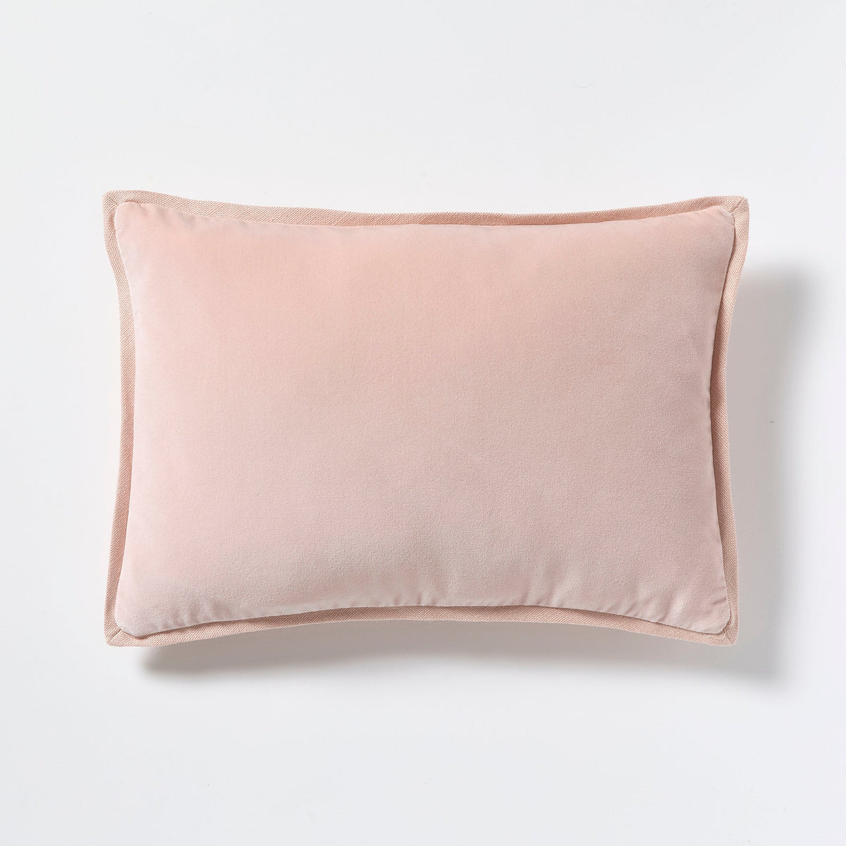 Pink Linen and Velvet Reversible Lumbar Throw Pillow