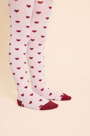 Vera Tights in Cranberry and Pink Glitter