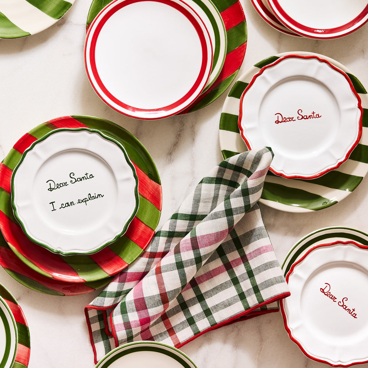 Red "Dear Santa" Hand-Painted Christmas Appetizer Plate