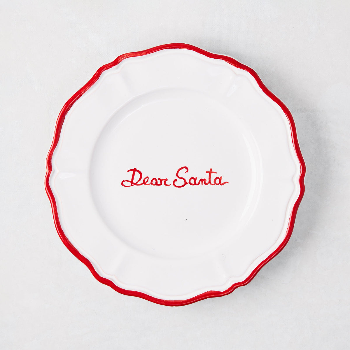 Red "Dear Santa" Hand-Painted Christmas Appetizer Plate