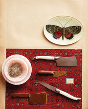 Red and Brown Butterfly Oval Tray
