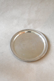 Large Vintage Round Silverplate Tray with Rope Edge