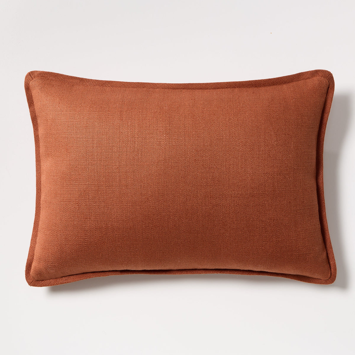 Rust Orange Tonal Reversible Velvet and Linen Lumbar Throw Pillow
